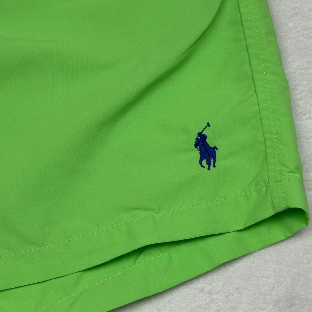 Polo Ralph Lauren Men Swim Trunks Shorts Lime Green Pony Logo Elastic Waist‎ XL